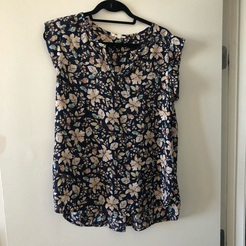 Navy blue patterned blouse